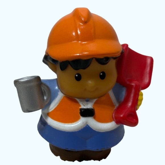 Fisher Price Little People Construction Worker Red Shovel 3" Mattel - Picture 5 of 5